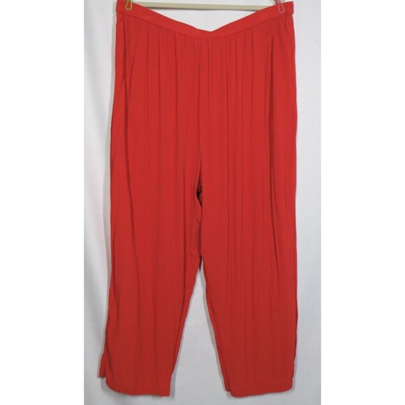 Roaman's Women's Rust Orange Crinkle Gauze Wide Leg Pull On Pants Plus 28W - Picture 6 of 13